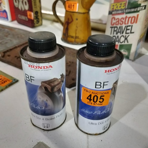 405 - Pair Of Honda Brake Fluid Tins