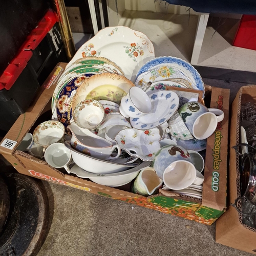 599 - Box Lot Inc Plates, Cups etc