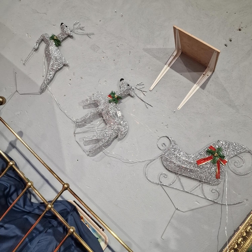 603 - Silver Reindeer & Sleigh Christmas Ornament