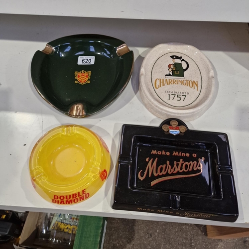 620 - 4 Ceramic Advertising Ashtrays