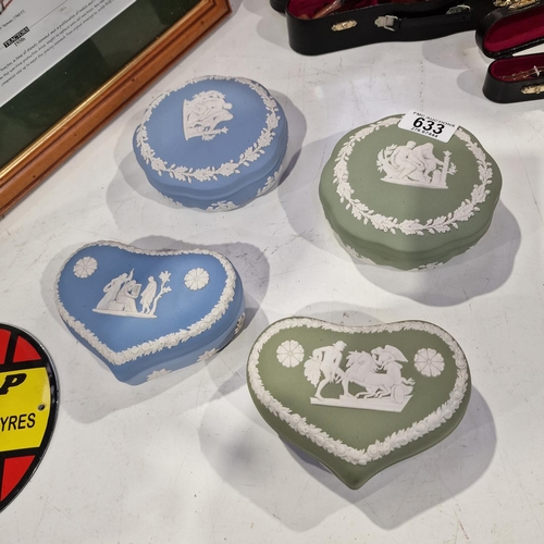 633 - 4 Wedgewood Jasperware Pots With Lids