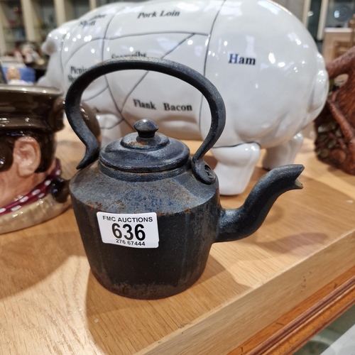 636 - Small Cast iron Kettle
