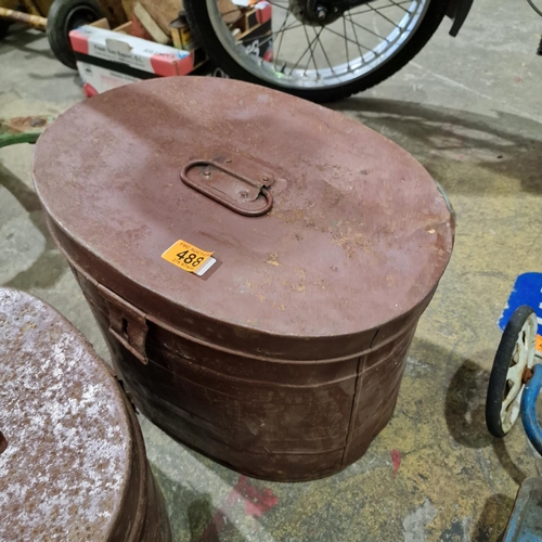 488 - Vintage Metal Hat Box