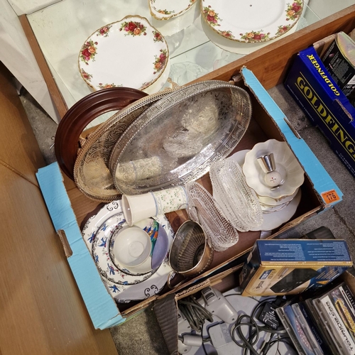 176 - Box lot Inc Plated Trays, Plates etc