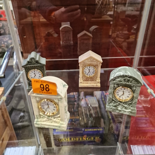 98 - 4 Miniature Ornamental Clocks PWO