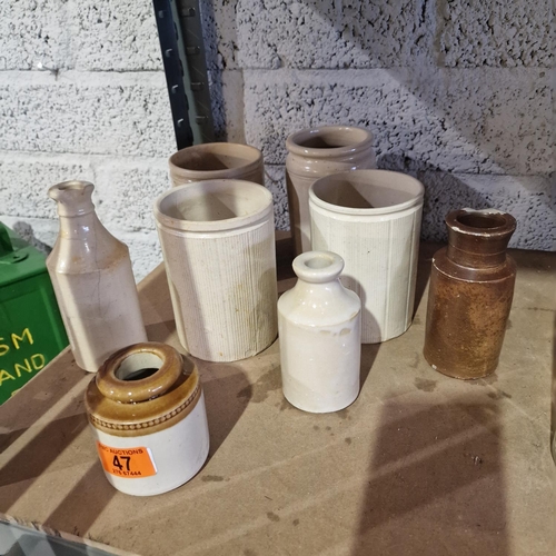 47 - Lot Of Assorted Clay Jars/Bottles