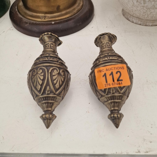 112 - Pair Of Decorative Brass Heavy Clock Weights