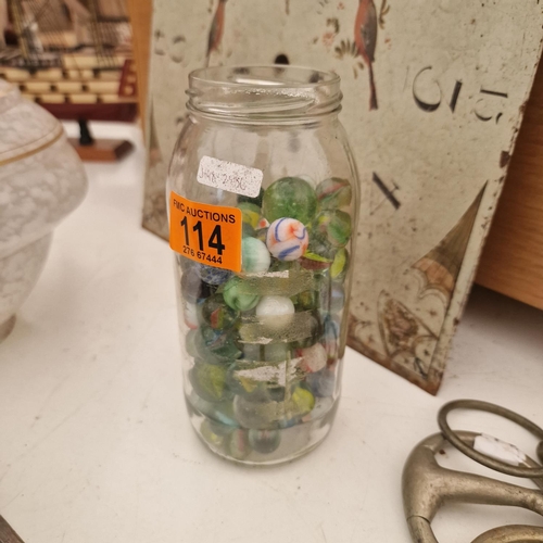 114 - Jar Of Assorted Marbles