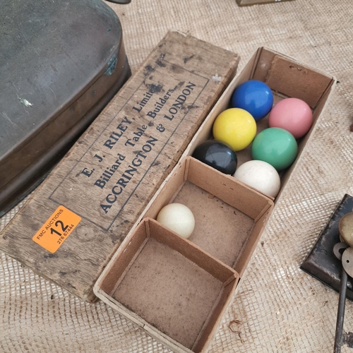 12 - Box Of EJ Riley Ltd  Billiard Table Balls