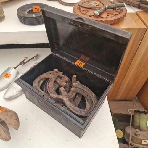 157 - Metal Box With Horse Shoes