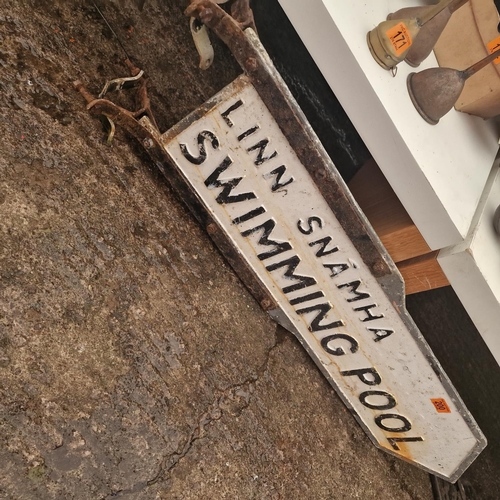 200 - Vintage Cast Iron Swimming Pool Sign