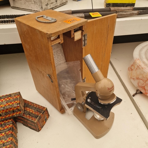 240 - A Mini pet Microscope In Wooden Box