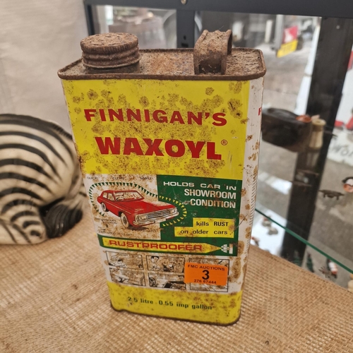 3 - Finnegans Wax Oil Tin Can & Contents