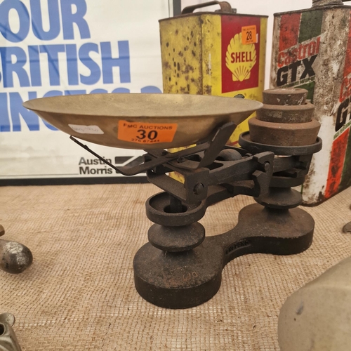 30 - Old Set Of Scales & Weights