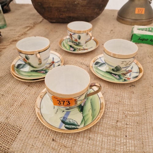 373 - Set Of 4 Japanese Cups & Saucers