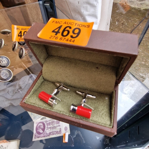 469 - A Pair Of Small Cartridge Cuff Links