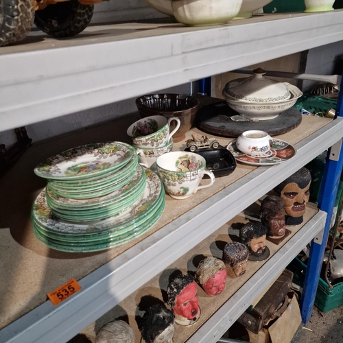 535 - Shelf Lot Including Part Spode Tea Set