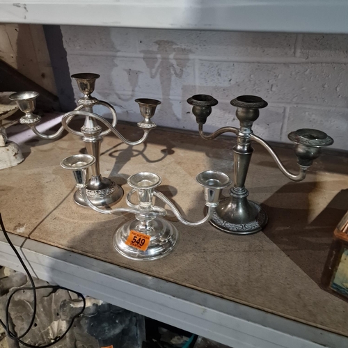 549 - Lot Of 3 Candelabras