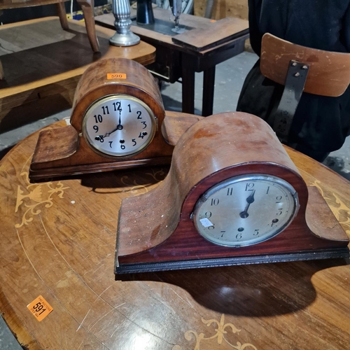 590 - Pair Of Old Mantle Clocks For Restoration