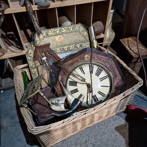 651 - Assorted Basket Lot To Include Old Clock etc