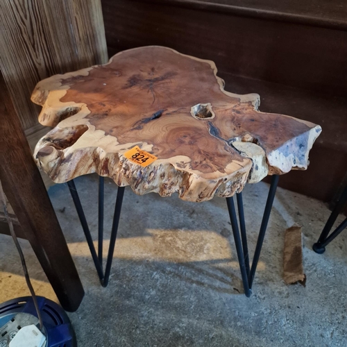 824 - A Yew Side Table With Hair Pin Legs