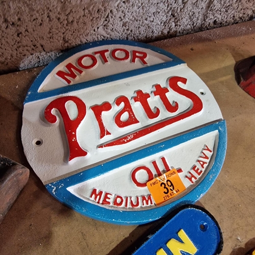 39 - Pratts Oil Cast Plaque