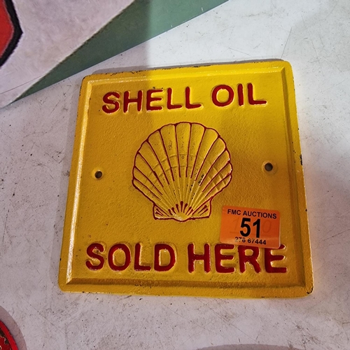 51 - Cast Square Shell Oil Sign