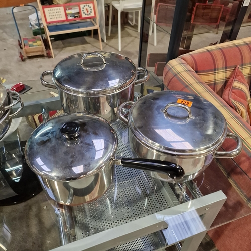 122 - 3 large Lidded Saucepans