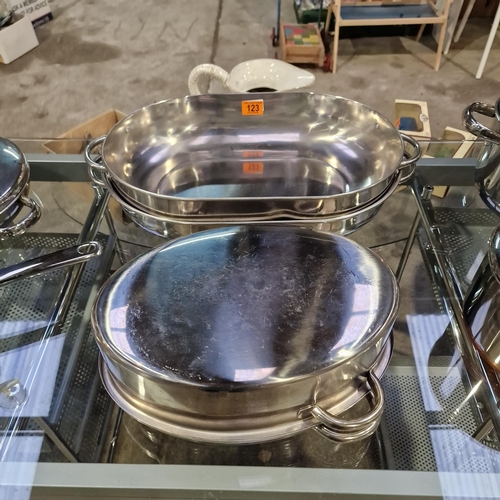 123 - 2 Large Pans & Lidded Pan