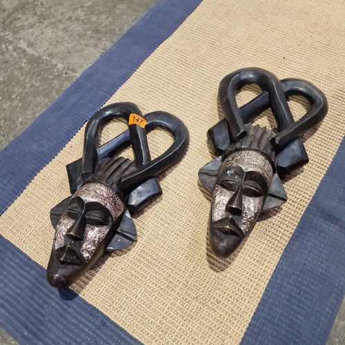 147 - Pair Of Wooden Tribal Masks