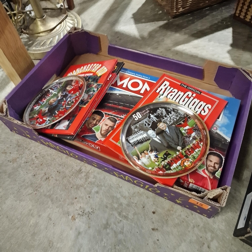 15 - Box Lot Inc Man Utd Plates, Monopoly & Man Utd Annuals