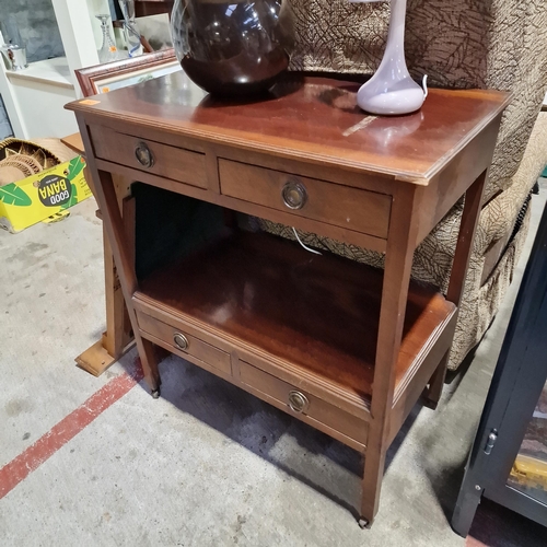 163 - Mahogany Dumb Waiter With Original Casters