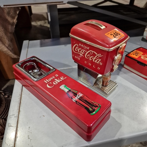 246 - Miniature Coca Cola Dispenser Moneybox & Bottle Opener