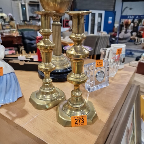 273 - Pair Of Brass Candlesticks