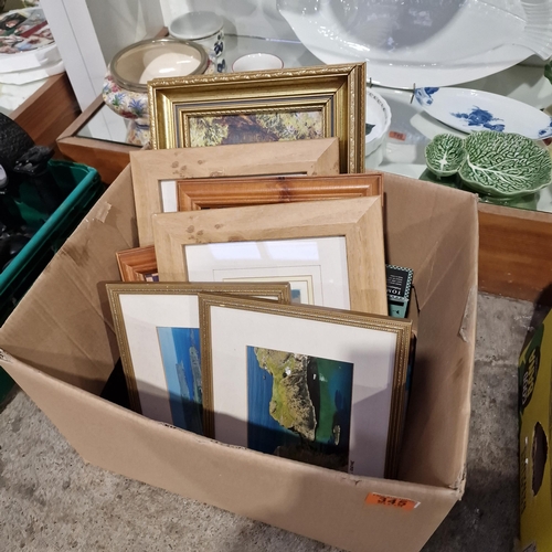 345 - Box Lot Of Pictures Inc Philip Gray Watercolour etc