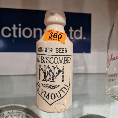 360 - Ginger Beer Bottle Biscombe Of Plymouth (Small Chip On Top)