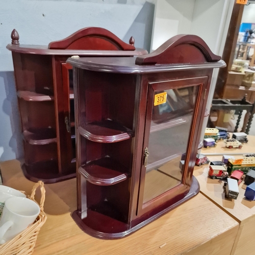 375 - Pair Of Small Mahogany Wall Hanging Display Units