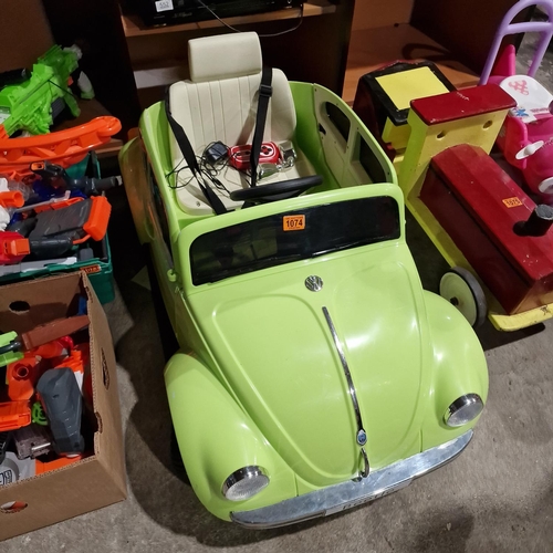 1074 - Childs Battery Operated VW Beetle With Charger PWO