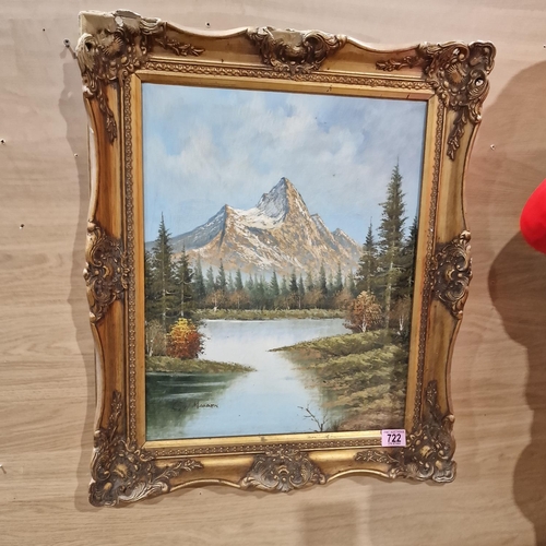 722 - Oil Painting Of Mountains By C Madden