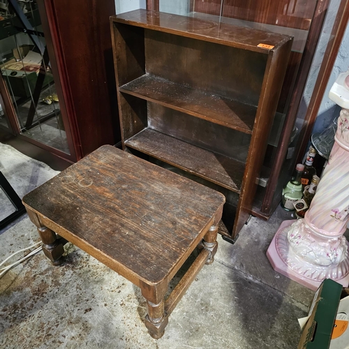 134 - Small Mahogany Book Case & Table