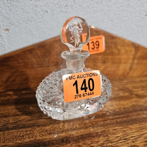 140 - Etched Mary Gregory Style Perfume Bottle