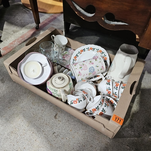 171 - Box Lot Inc China Tea Set etc