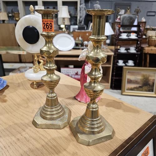 269 - Pair Of Brass Candlesticks