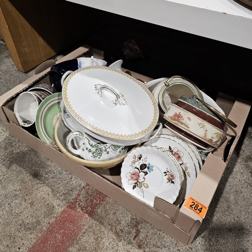 284 - Assorted Box Lot Of China etc Inc Biscuit Barrels