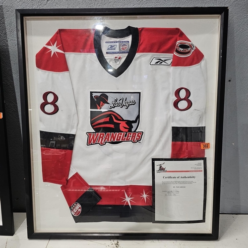 302 - Las Vegas Wranglers Ice Hockey & Jersey With Certificate Of Authenticity