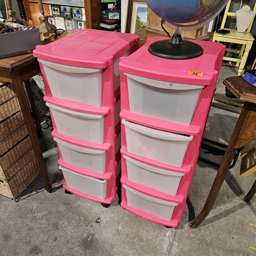 34 - Pair Of Pink Plastic Drawers