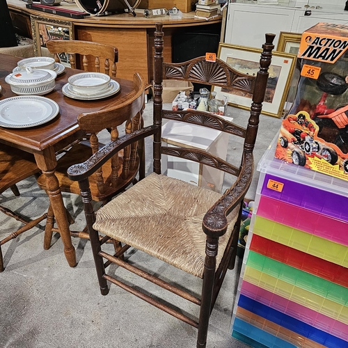 46 - Lovely Carved Chair With Wicker Seat