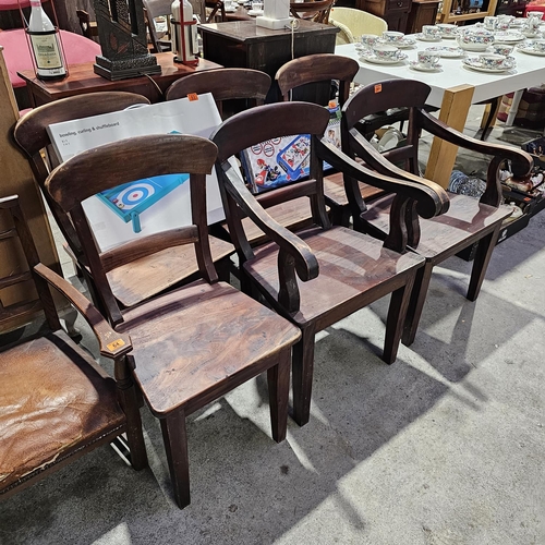 61 - 6 Dark Wood Chairs Inc 2 Carvers