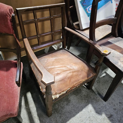 64 - Old Retro Chair With Leather Seat