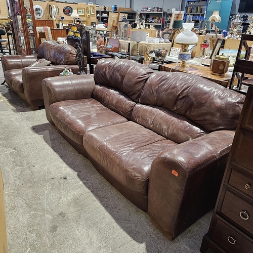 807 - Lovely 3 & 2 Brown Leather Suite